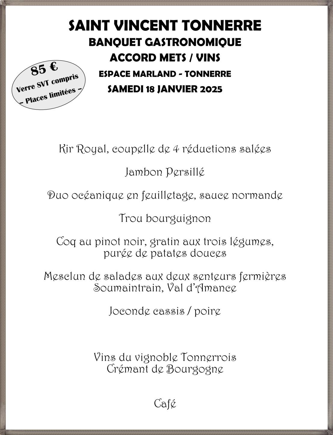 Menu pour banquet 1